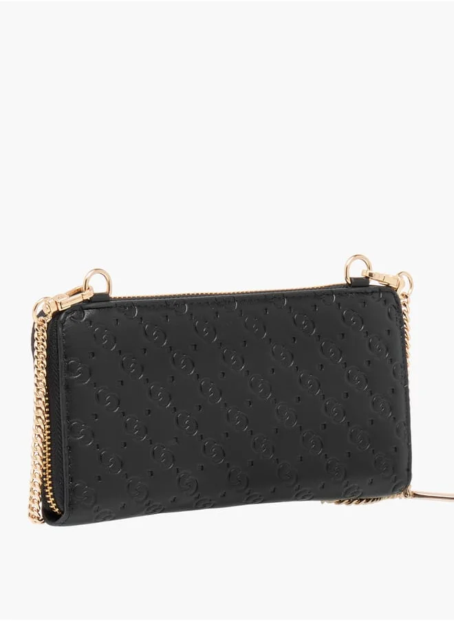 سيليست Monogram Embossed Zip-Around Wallet with Chain Strap