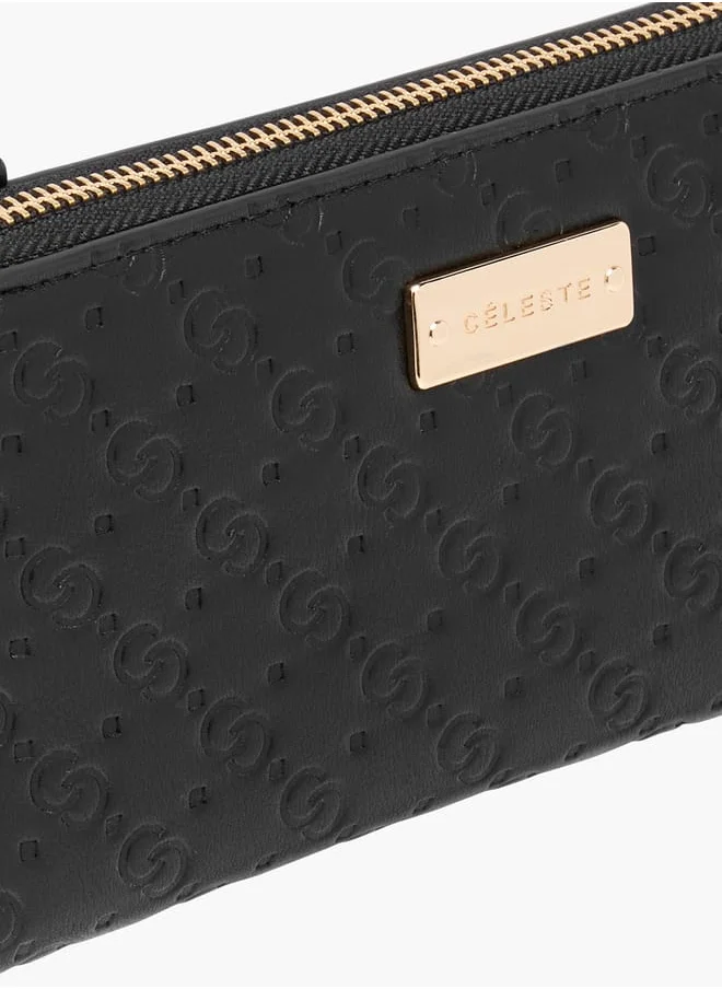 سيليست Monogram Embossed Zip-Around Wallet with Chain Strap