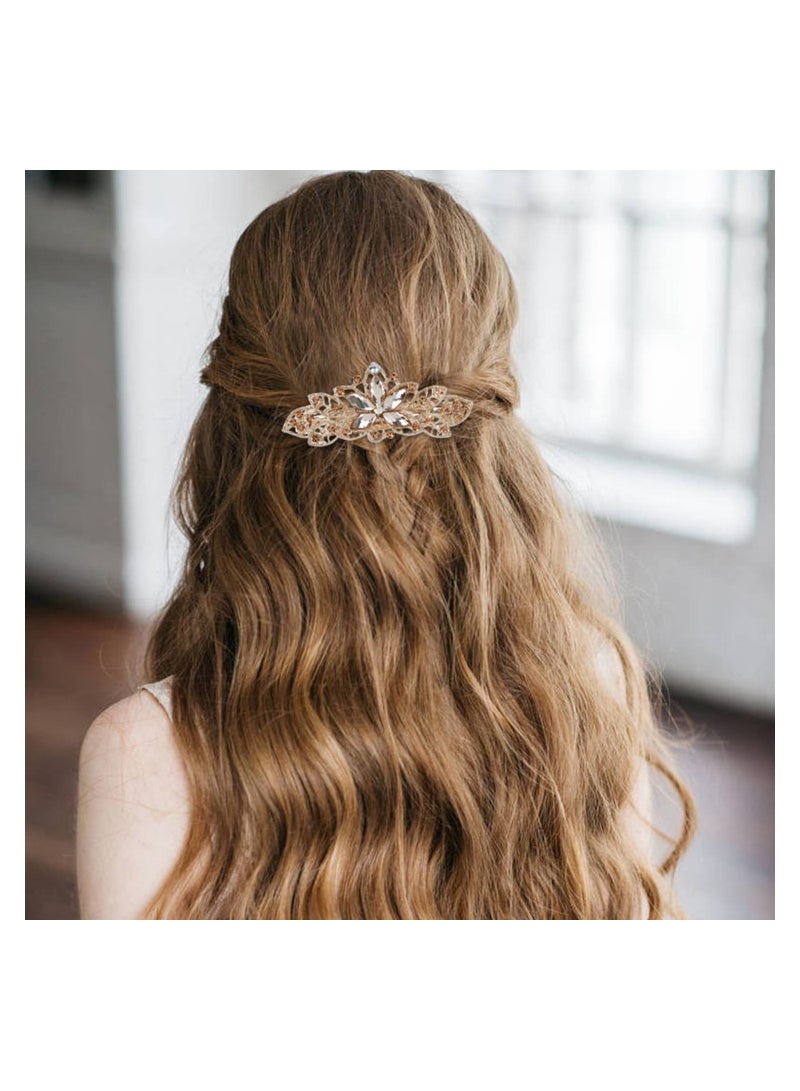 KASTWAVE Metal Hair Clips 6 Pack Fancy Delicate Jeweled Gems Rhinestone Sparkly Glitter Flower French Barrette Metal Hair Clips Bun Chignon Twist Hairpins Ponytail Holder Headpiece Accessories for Women Girl - Image 2