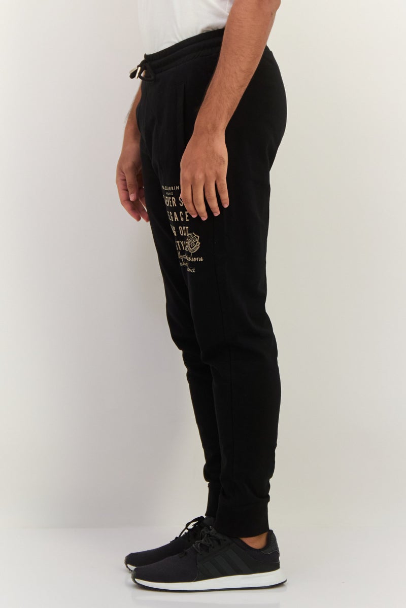 Gazzarrini Men Regular Fit Printed Drawstring Jogger Pants, Black - Image 4