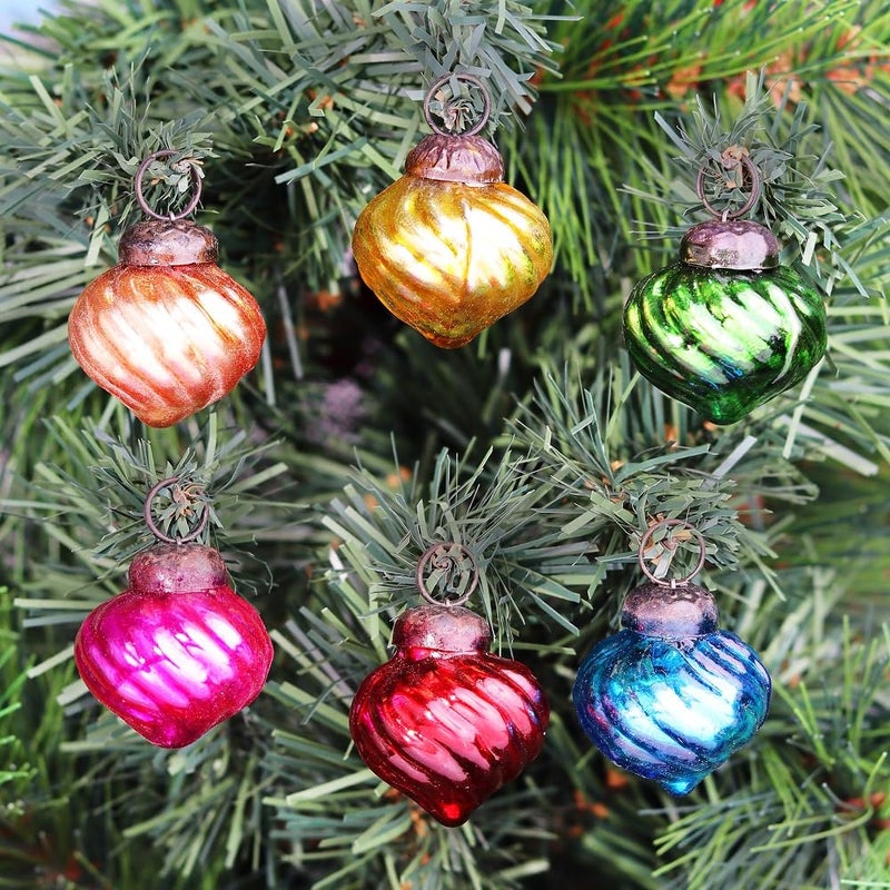 Indian-Shelf IndianShelf 50 Vintage Colourful Turnip Christmas Ornaments Unique Glass Christmas Balls for Christmas Tree Halloween New Year Valentine Day Holidays Event Wedding Party Decor1 Inch - Image 1