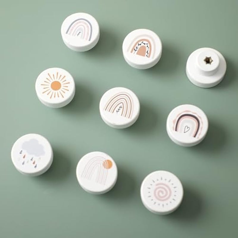 Wooden Cabinet Knobs with Screws, Round Furniture Pull Handle for Kids Room 8Pcs, Rainbow Wooden Handles for Cabinets for Toddler Room (Rainbow) - Image 2