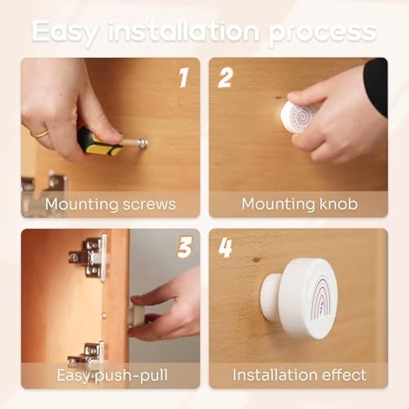 Wooden Cabinet Knobs with Screws, Round Furniture Pull Handle for Kids Room 8Pcs, Rainbow Wooden Handles for Cabinets for Toddler Room (Rainbow) - Image 3