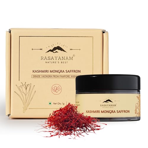 Rasayanam Pure Kashmiri Mongra Saffron/Kesar/Kumkuma Puvvu/Keshar Tested Grade A As Per Iso 3632 From The Finest Farmland Of Pampore, J&K 1 gram each (Pack of 5) - Image 2