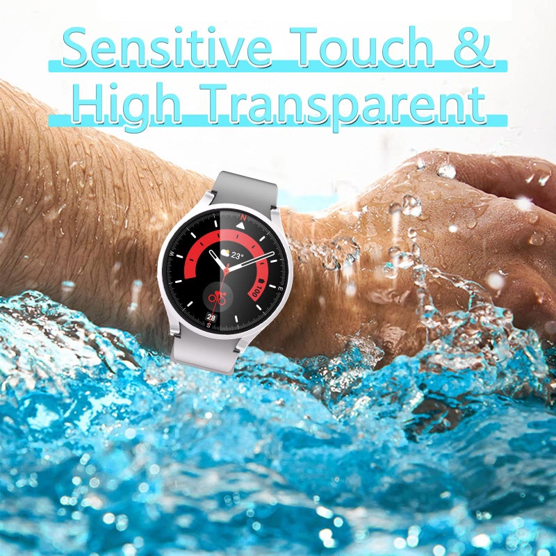 HASDON [6+6Pack] Case and Screen Protector for Samsung Galaxy Watch 5 pro 45mm, Bubble Free Tempered Glass Screen Protector + Waterproof Matte Hard PC Bumper Full Protective Cover - Image 5