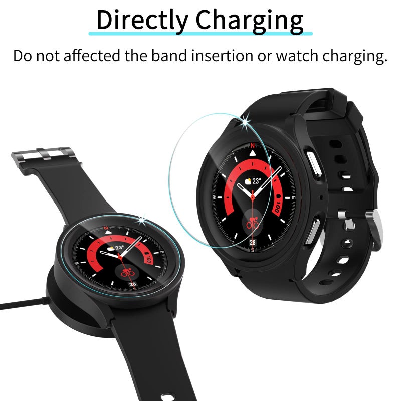 HASDON [6+6Pack] Case and Screen Protector for Samsung Galaxy Watch 5 pro 45mm, Bubble Free Tempered Glass Screen Protector + Waterproof Matte Hard PC Bumper Full Protective Cover - Image 4