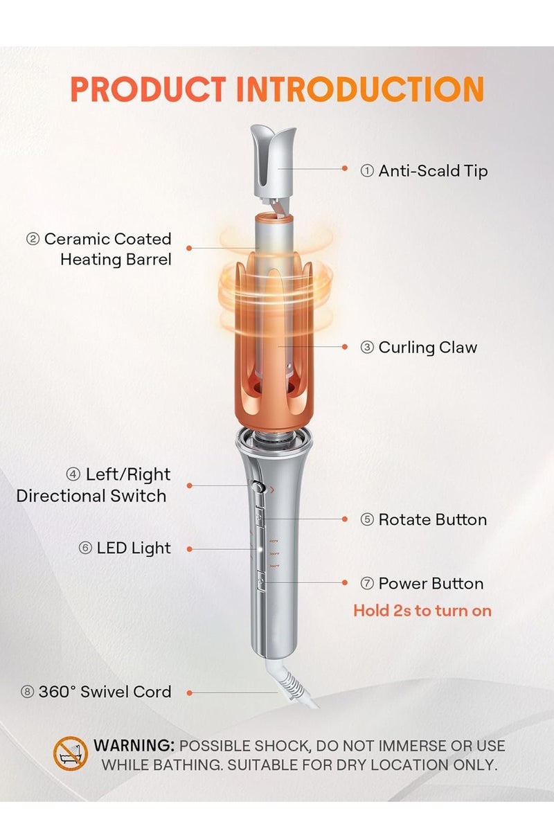 TIGER Automatic Curling Iron 1 inch with 3 Temperatures Fast Heating, 2-Way Rotation, Automatic Shut-Off, Anti-Scald, Anti-Tangle Rotating for Hair Styling - Image 2