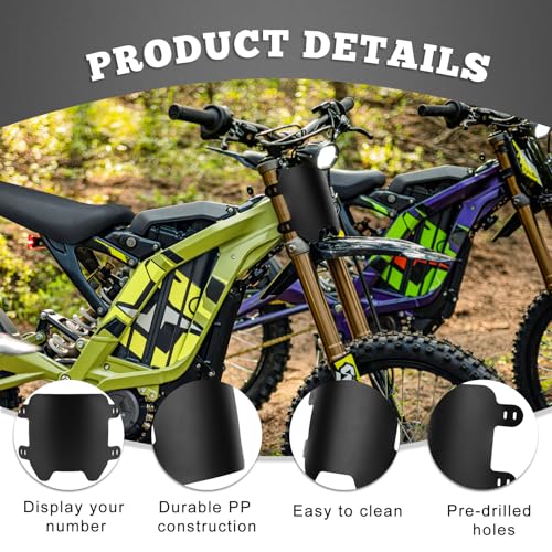 XINGWU Front Number Plate for Ebike Durable ABS Plate Dirt Bike Plate Replacement for Surron Light Bee Ridstar Q20 Tutti Soleil 01 Talaria Sting MX3 MX4 MX5 Super73 E Ride Pro Black - Image 4
