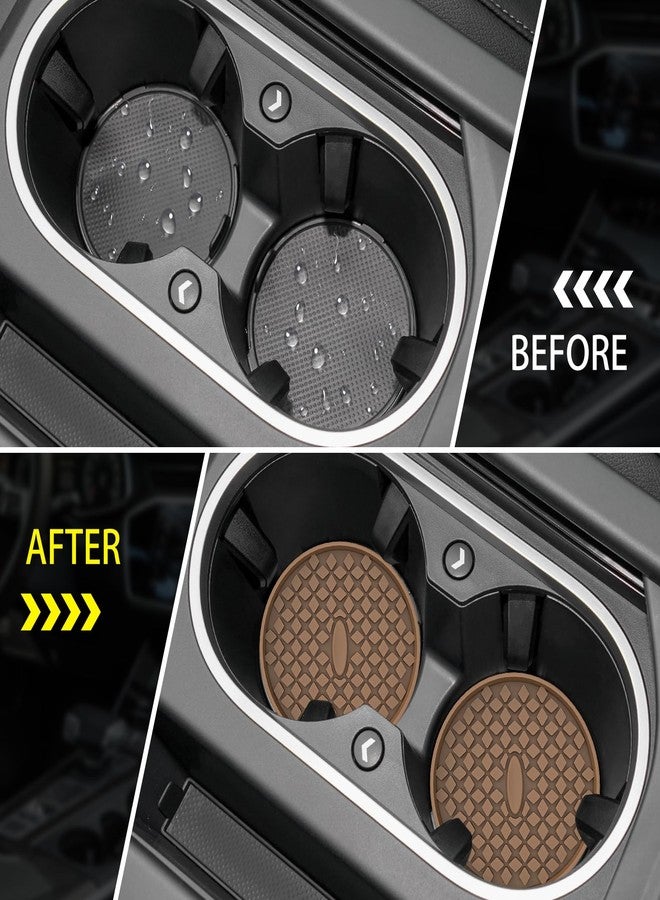 ME.FAN Car Cup Coasters [4 Pack] Silicone Car Coasters/Cup Mats for Cup - Universal Car Cup Holder Insert Coasters, Non-Slip Recessed Car Interior Accessories Coffee - Image 4