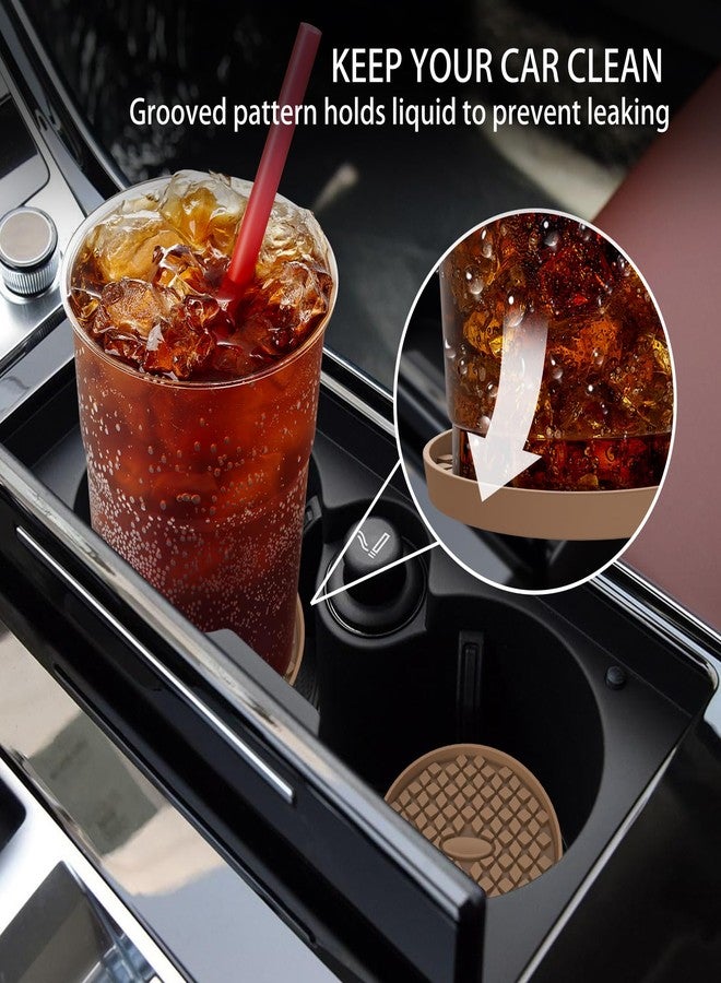 ME.FAN Car Cup Coasters [4 Pack] Silicone Car Coasters/Cup Mats for Cup - Universal Car Cup Holder Insert Coasters, Non-Slip Recessed Car Interior Accessories Coffee - Image 2