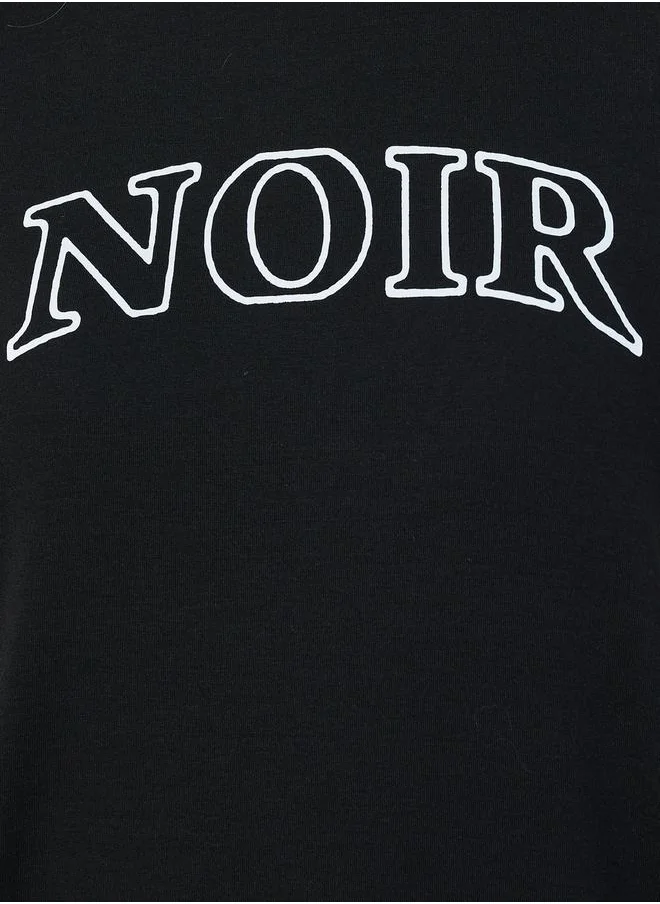Styli Slogan Print Round Neck Oversized T-Shirt
