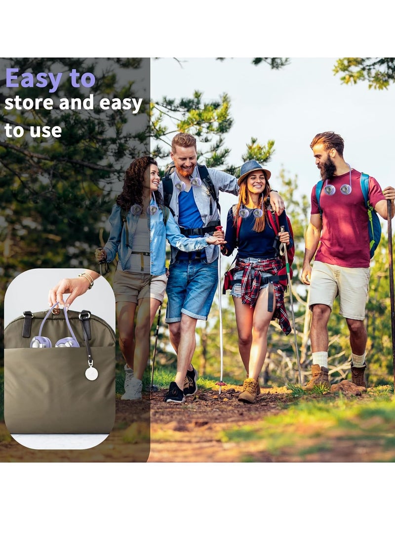 general Portable Neck Fan,720°Rotatable Hands,Free Personal Fan,USB Rechargeable with 3 Speeds Bladeless Fan, Adjustable MiniFan for Indoor Outdoor (Purple) - Image 5