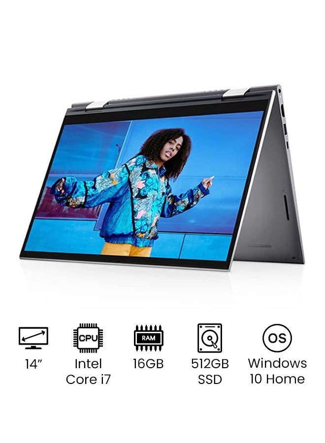 DELL Inspiron 14 5410 Convertible (Upgraded Version) Laptop With 14 Inch Full HD Touchscreen Full HD Display, 11th Gen Intel Core i7-1195G7/ 512GB SSD/ 16 GB RAM/ NVIDIA GeForce MX 350 2GB Graphics/ Windows 10 Home/ English/Arabic Silver - Image 1