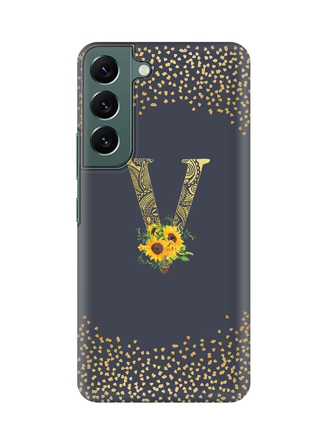 Stylizedd Monogram Slim Cover for Samsung Galaxy S22+ 5G Case Custom Initials Letter Floral Pattern Snap Series Mobile Cover Matte Alphabet  - V (Grey) - Image 1