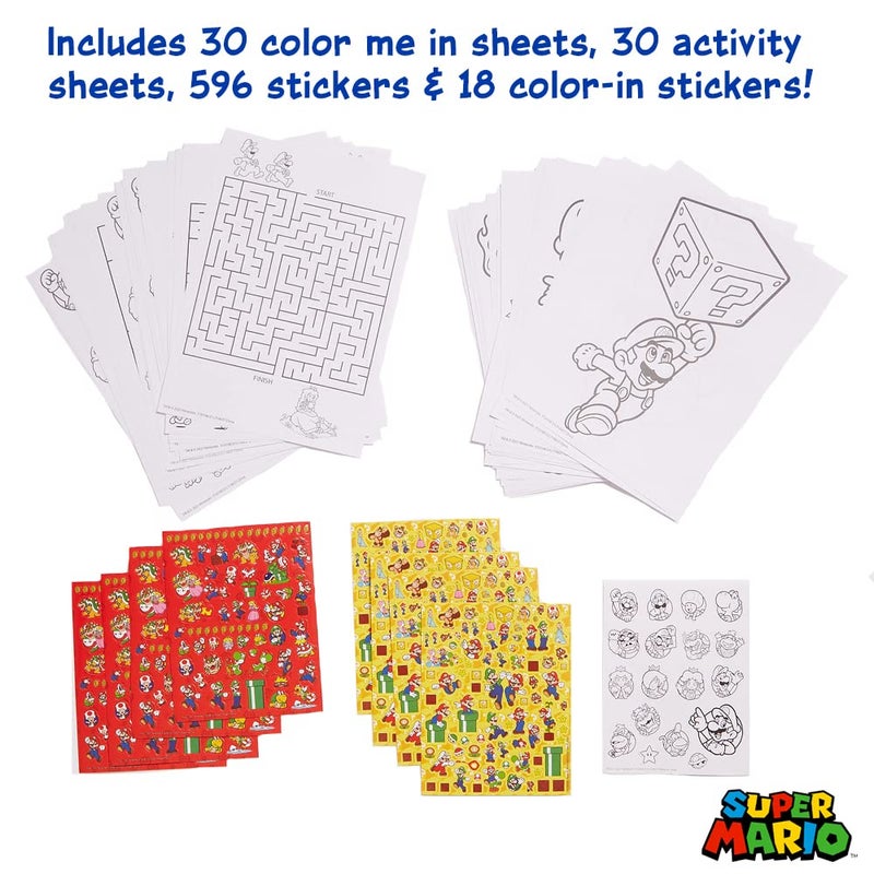 Innovative Designs Mario Brothers Super Mario Deluxe Activity Set with Carrying Tin, Coloring Sheets, Tattoos, Stickers, & Art Supplies - Image 3