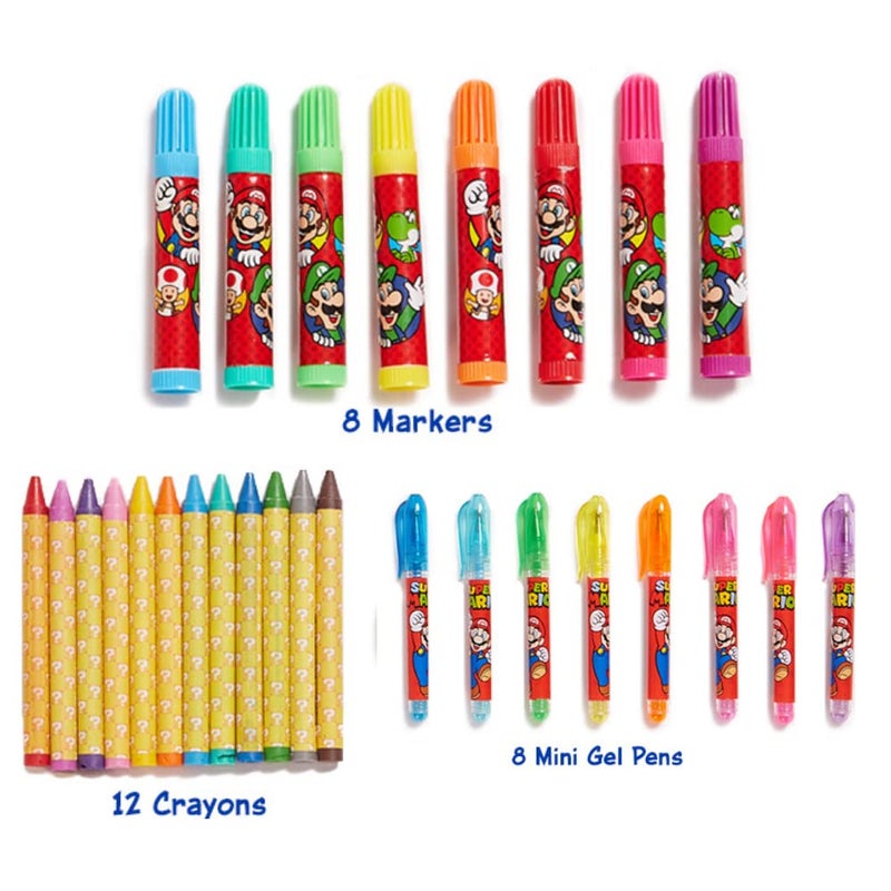 Innovative Designs Mario Brothers Super Mario Deluxe Activity Set with Carrying Tin, Coloring Sheets, Tattoos, Stickers, & Art Supplies - Image 5