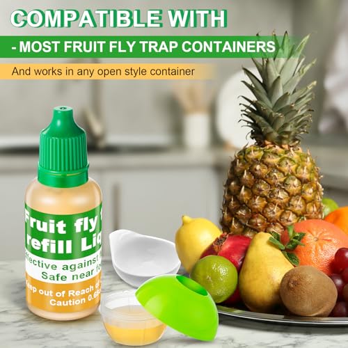 Qualirey 6 Pack Fruit Fly Trap Refill Liquid, 0.68oz Per Bottle Liquid Fruit Fly Traps for Indoors, Non Toxic Bait Safe Near Pets, Food and Kids, Lure Refill for Home Kitchen - Image 5