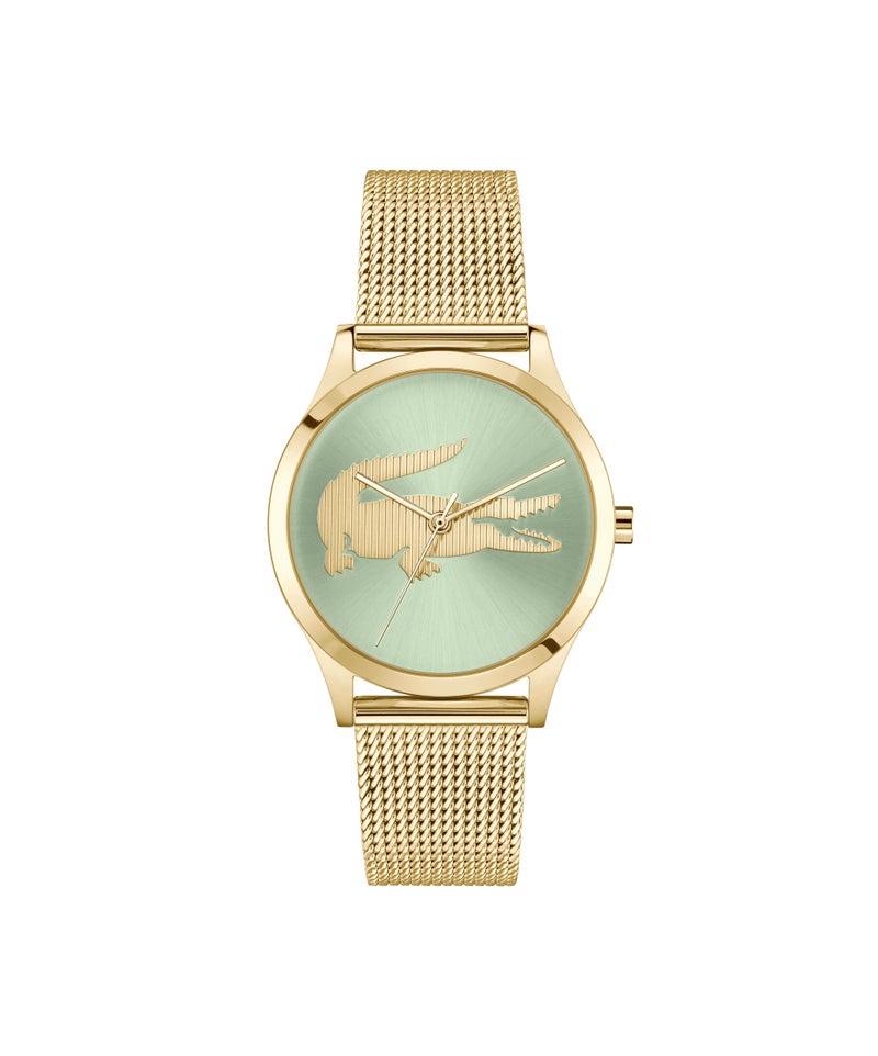 LACOSTE ساعة نسائية دائرية أنالوج بحالة رقيقة من الفولاذ الذهبي المطلي بالأيونات - Image 3