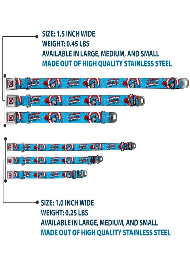 Buckle Down Dog Collar Seatbelt Buckle Captain America Action Pose Weathered Blue 15 to 26 Inches 1.0 Inch Wide - Image 3