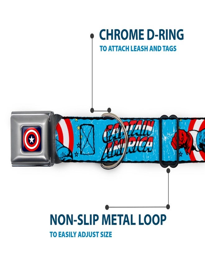 Buckle Down Dog Collar Seatbelt Buckle Captain America Action Pose Weathered Blue 15 to 26 Inches 1.0 Inch Wide - Image 5