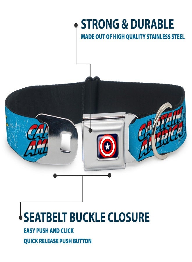 Buckle Down Dog Collar Seatbelt Buckle Captain America Action Pose Weathered Blue 15 to 26 Inches 1.0 Inch Wide - Image 4