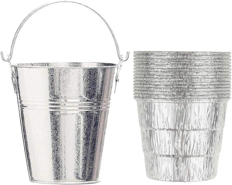 Firsgrill دلو شحوم مع 15 بطانة لطرجر 20/22/34، بيت بوس، إلخ للمدخنات (فضي 15) - Image 1