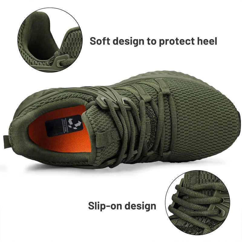 Abboos Womens Comfortable Walking Shoes - Lightweight Jogging Outdoor Shoes Long Time Standing Work Slip On Sneakers Green Size 10 - Image 4
