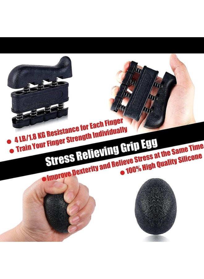 founder Grip Strength Trainer Kit with Counter 6 Pack, Adjustable Hand Grip Strengthener, Finger Exerciser, Finger Stretcher, Grip Ring and Stress Relief Grip Ball, Massage Ball for Recovery - Image 4