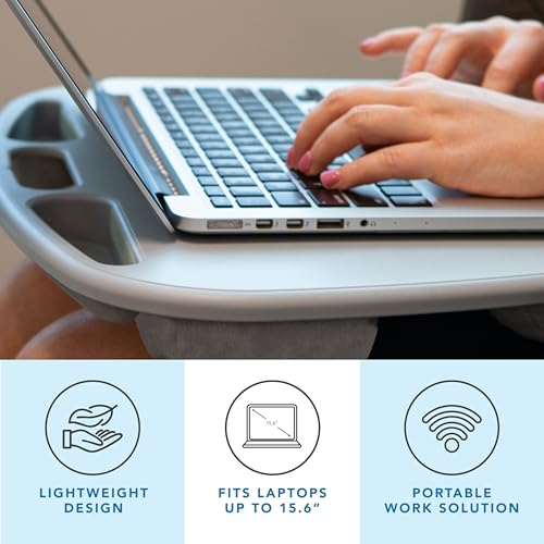 LAPGEAR MyDesk Lap Desk with Device Ledge and Phone Holder - Cool Gray - Fits up to 15.6 Inch Laptops - Style No. 44435 - Image 2