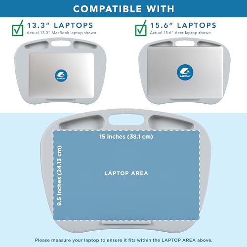 LAPGEAR MyDesk Lap Desk with Device Ledge and Phone Holder - Cool Gray - Fits up to 15.6 Inch Laptops - Style No. 44435 - Image 3
