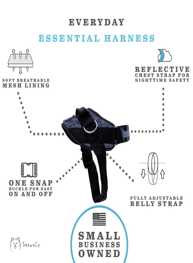 SHAWNCO, Essential No-Pull Dog Harness, Reflective, Fully Adjustable and Padded for Everyday Use and Training (Black Camo, S) - Image 2