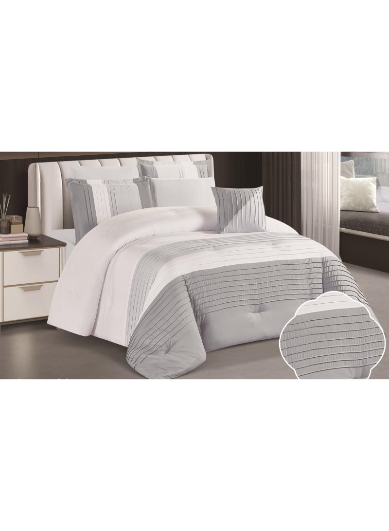 RedRoss *A double bed sheet with a modern striped design and embroidery that adds a touch of elegance, made of microfiber, size 240*260 cm. - Image 1
