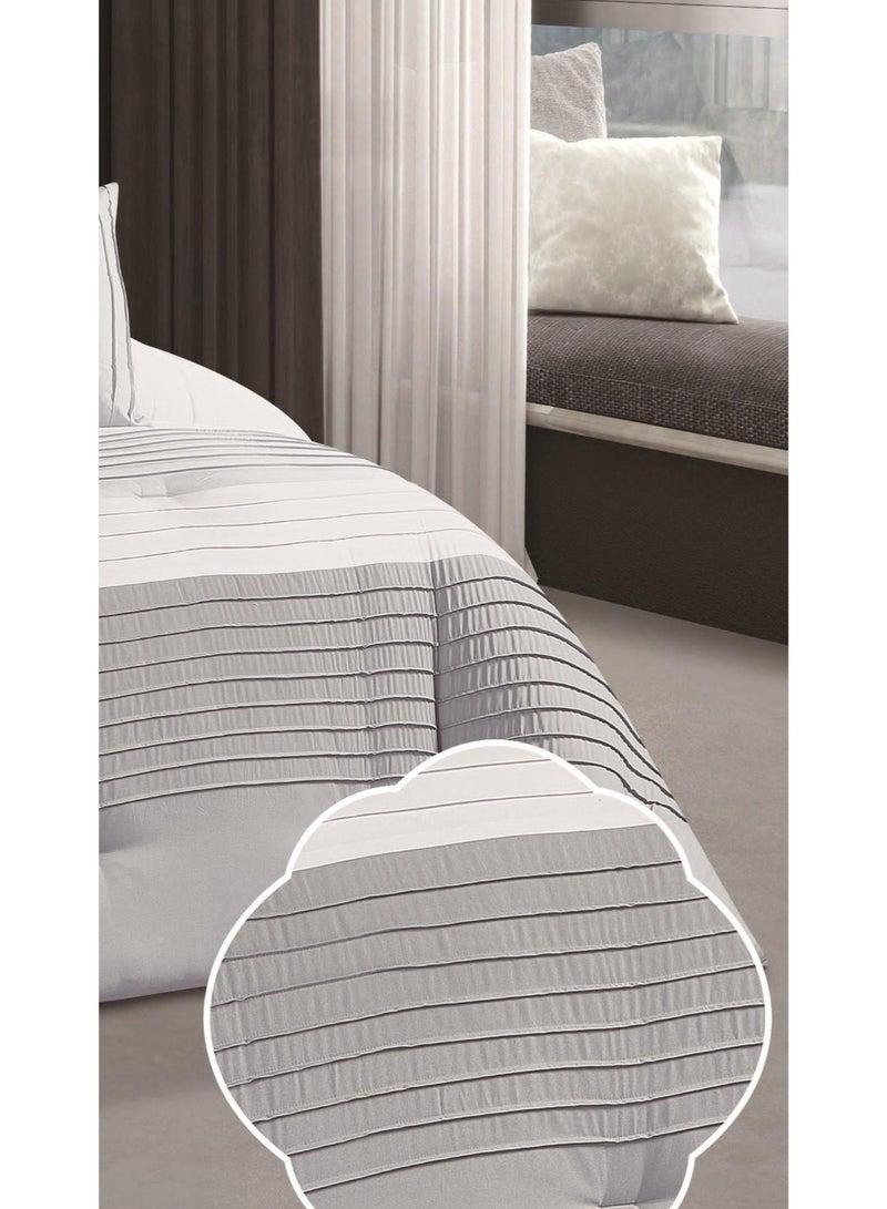 RedRoss *A double bed sheet with a modern striped design and embroidery that adds a touch of elegance, made of microfiber, size 240*260 cm. - Image 4