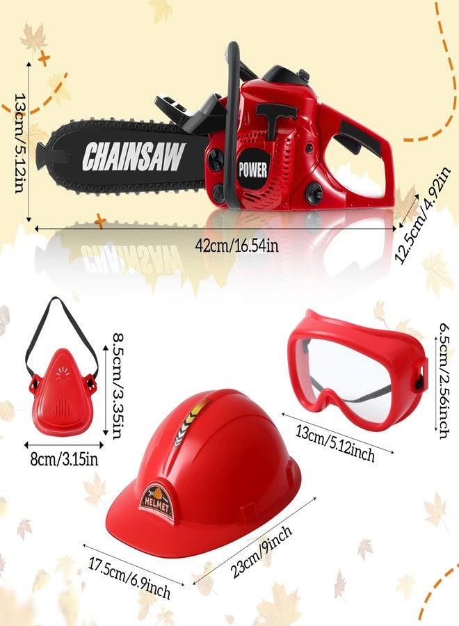 Arrowbash Toy Chainsaw Set for Kids, Outdoor Electronic Chainsaw Tool Set with Masks Toy Helmet and Earmuffs, Realistic Sound and Safe ABS, 4 Pcs Gardening Summer Gift for Boys Girls - Image 2