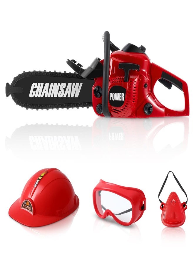 Arrowbash Toy Chainsaw Set for Kids, Outdoor Electronic Chainsaw Tool Set with Masks Toy Helmet and Earmuffs, Realistic Sound and Safe ABS, 4 Pcs Gardening Summer Gift for Boys Girls - Image 1
