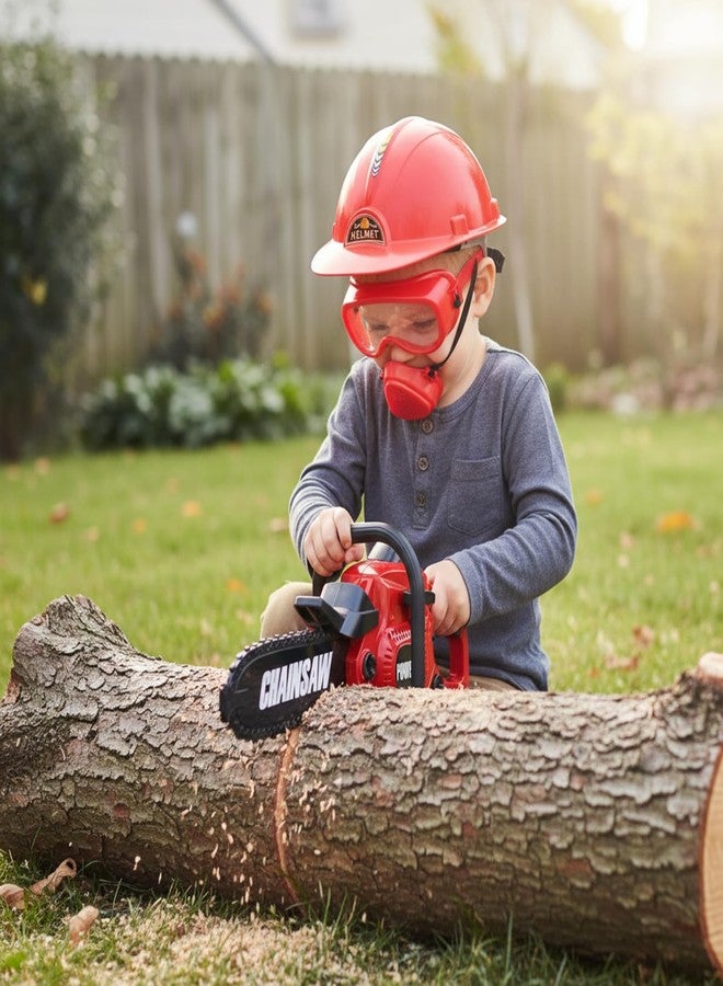 Arrowbash Toy Chainsaw Set for Kids, Outdoor Electronic Chainsaw Tool Set with Masks Toy Helmet and Earmuffs, Realistic Sound and Safe ABS, 4 Pcs Gardening Summer Gift for Boys Girls - Image 3