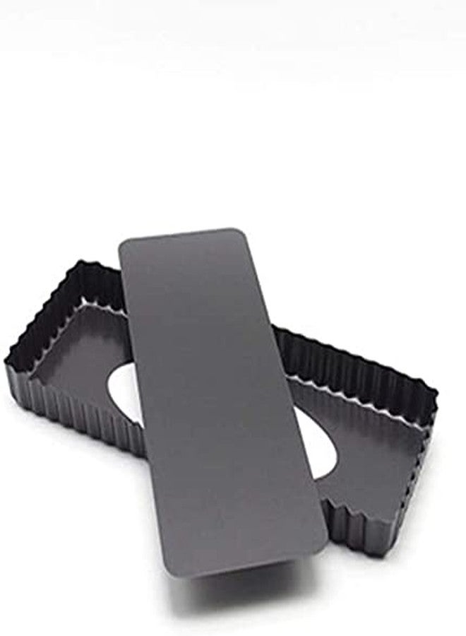 BAKEFY- 2 Piece Pie Tart Pan Carbon Steel Non-Stick Rectangular Tart Pan with Removable Bottom Quiche Baking Pan - Image 2