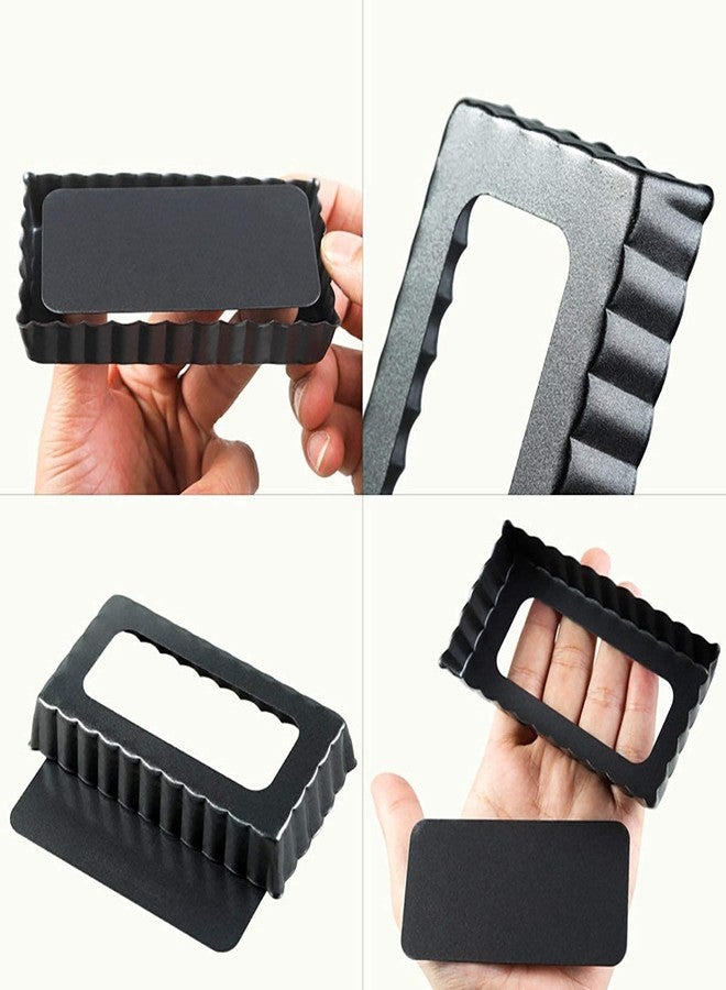 BAKEFY- 2 Piece Pie Tart Pan Carbon Steel Non-Stick Rectangular Tart Pan with Removable Bottom Quiche Baking Pan - Image 4