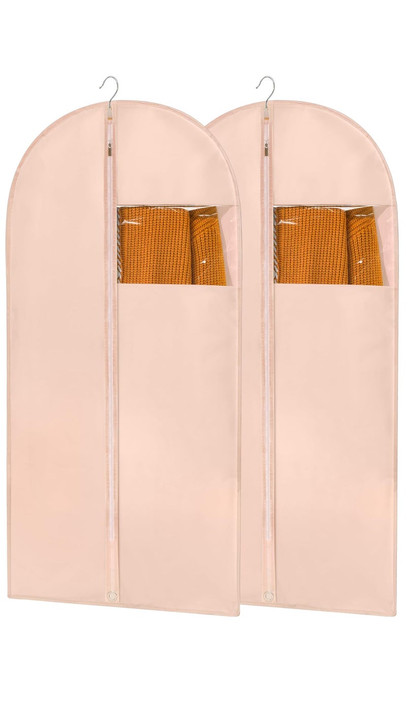 Perber 43" Suit Bags for Closet Storage and Travel, Pink Garment Bags for Hanging Clothes, Women’s Suit Cover Bags with Clear Window for Coats, Jackets, Shirts(2 Pack) - Image 1