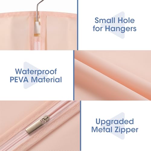 Perber 43" Suit Bags for Closet Storage and Travel, Pink Garment Bags for Hanging Clothes, Women’s Suit Cover Bags with Clear Window for Coats, Jackets, Shirts(2 Pack) - Image 5
