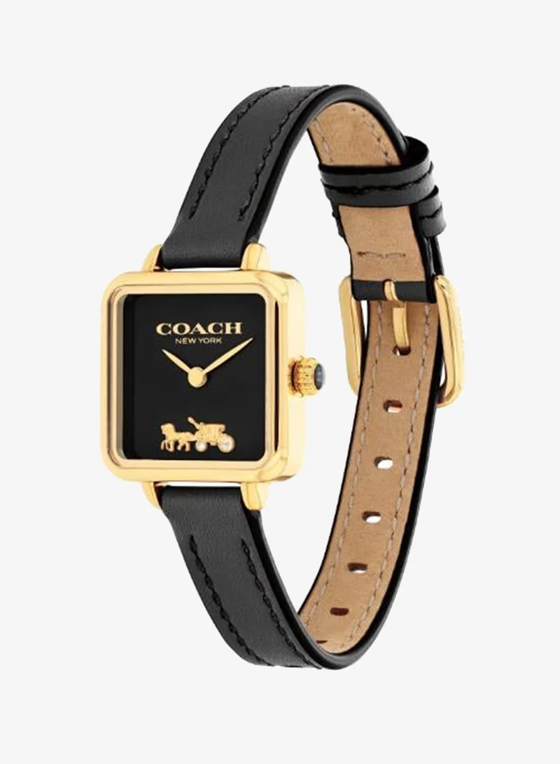 Coach  2-Hand Cass Collection Quartz Movement Watch For Women With Black Leather Strap - 14504225 for Women | Best Price UAE