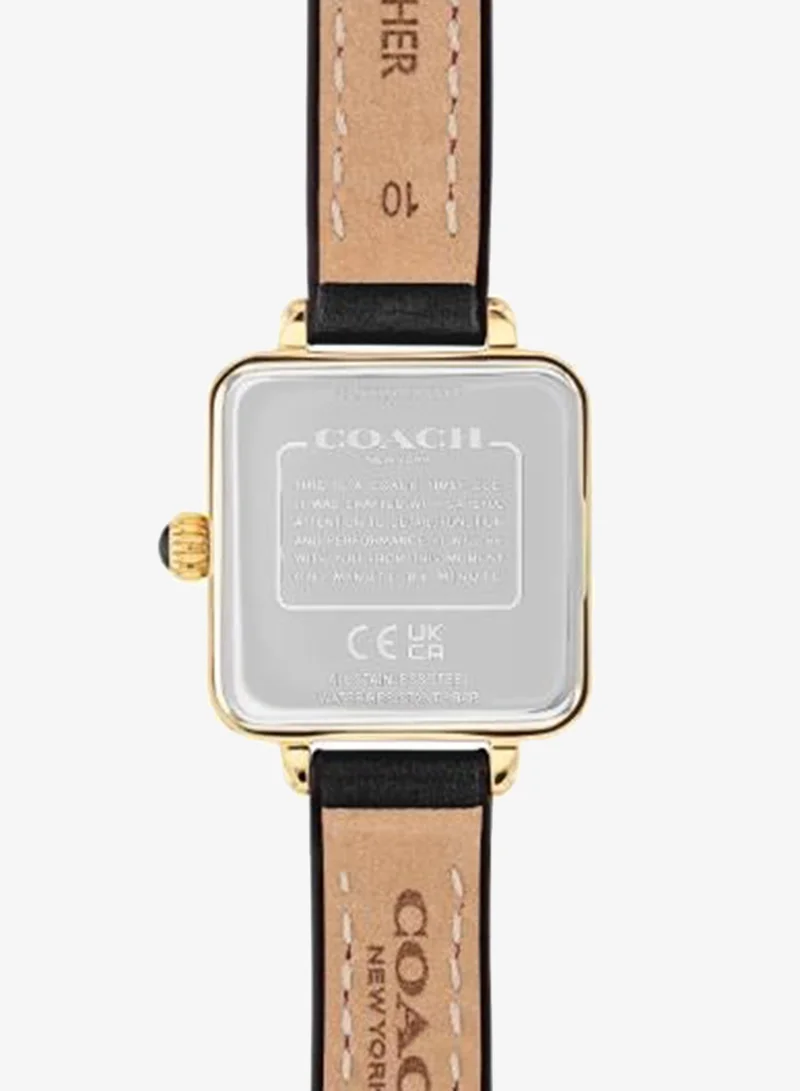 COACH 2-Hand Cass Collection Quartz Movement Watch For Women With Black Leather Strap - 14504225