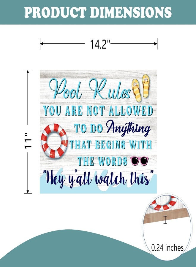 Bolisom Funny Pool Rules Front Door Sign, Farmhouse Lifebuoy Flip Flops Wooden Hanger Outdoor Outside Swimming Pool Backyard Home Decor, Beach Coastal Summer Wreath Indoor Bar Wall Hanging Decoration - Image 2