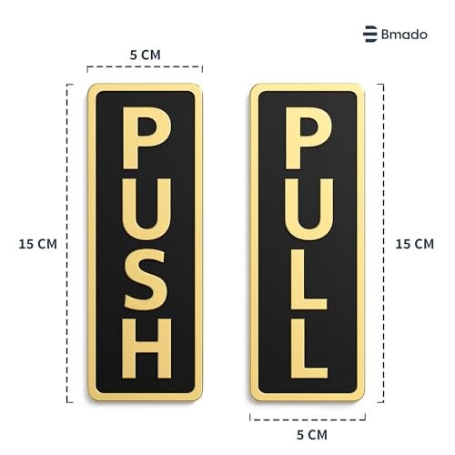 Bmado Push Pull Door Sign | 5.9 Inch Acrylic Gold Black Sticker Set | Self-Adhesive Signage for Glass & Wooden Doors | Office, Shop, Cafe, Hotel & Business Entry - Image 4