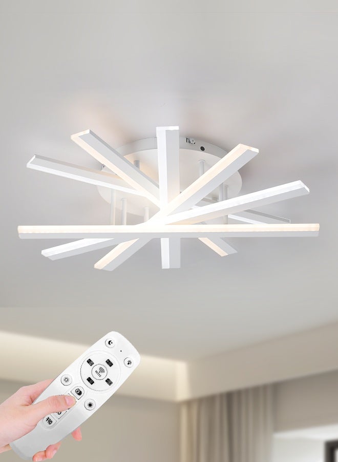 YATAI LIGHTING YATAI 60cm LED Flush Mount Ceiling Light, 60–80W Dimmable White Round Fixture with Remote, Adjustable 3000K–6000K Color, Modern LED Ceiling Lamp for Bedroom, Study, Living Room - Image 1