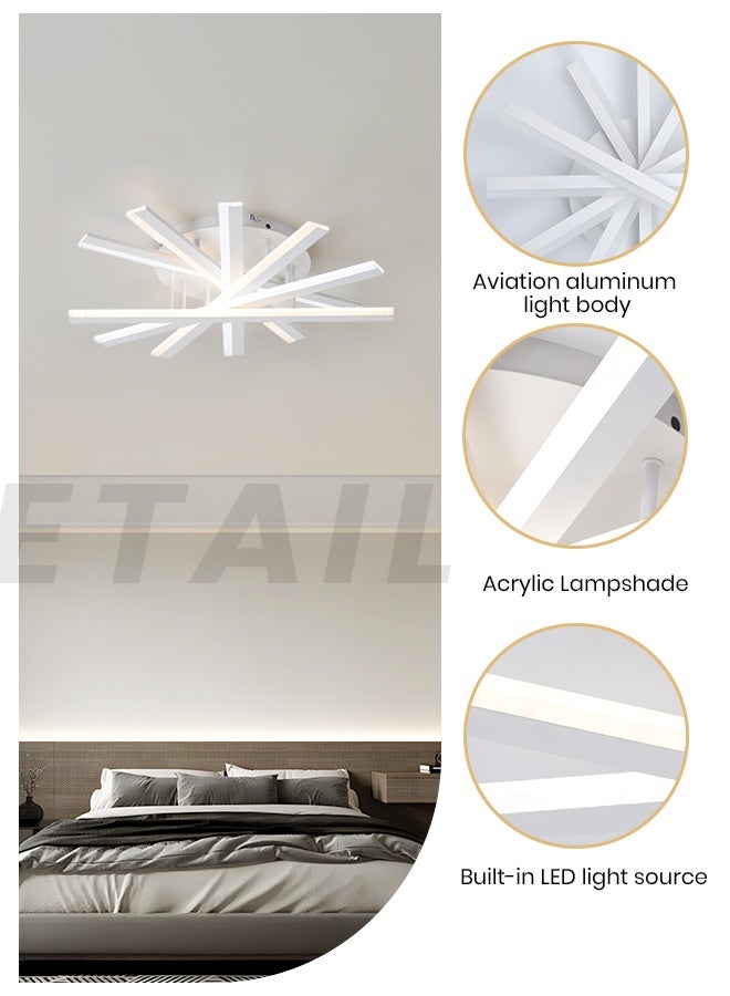 YATAI LIGHTING YATAI 60cm LED Flush Mount Ceiling Light, 60–80W Dimmable White Round Fixture with Remote, Adjustable 3000K–6000K Color, Modern LED Ceiling Lamp for Bedroom, Study, Living Room - Image 4