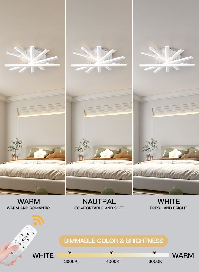 YATAI LIGHTING YATAI 60cm LED Flush Mount Ceiling Light, 60–80W Dimmable White Round Fixture with Remote, Adjustable 3000K–6000K Color, Modern LED Ceiling Lamp for Bedroom, Study, Living Room - Image 2