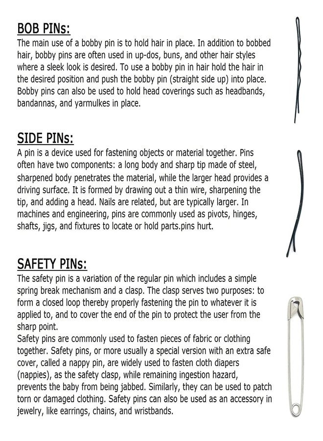 Out Of Box Combo Of 24 Bob Pin 24 Side Pin 10 Piece Big Safety Pin 10 Piece Mixed Size Safety Pins Hair Clip, Bun Clip, Hair Pin, Back Pin - Image 3