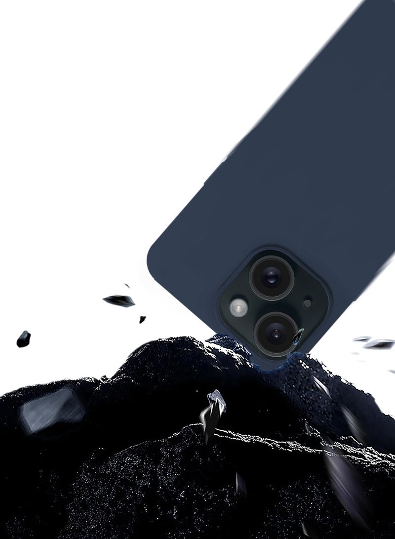 Silicone Case Cover for Apple iPhone 14 Plus, Slim Protective Cover with Microfiber Lining, Drop Protection - Dark Blue - Image 5