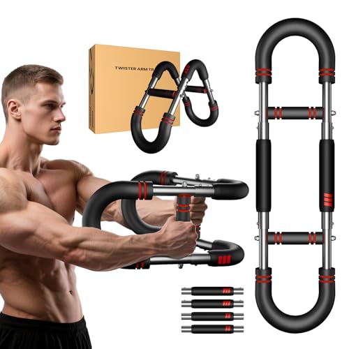 Fuelion Upgraded Twister Arm Trainer, Adjustable Chest Workout Equipment, Portable Arm Exerciser for Upper Body Strength Training, Detachable Power Twister Bar for Home Gym Fitness (Red 30-130 lbs) - Image 1